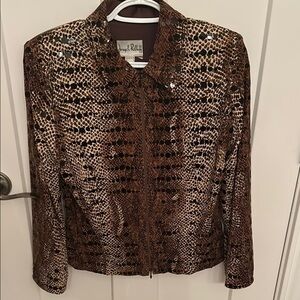 Joseph Ribkoff Brown Snakeskin Sparkly Blazer, Made in Canada, size 10